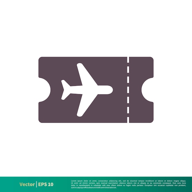 Иконка билета на самолет Векторный логотип Шаблон иллюстрации Дизайн Вектор EPS 10