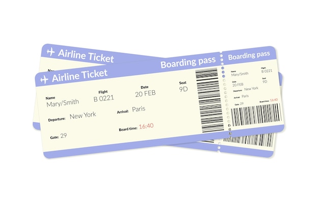 Airplane tickets air plane flight boarding pass