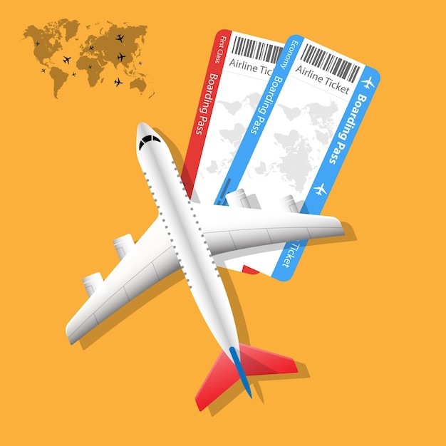 Vector airplane tickets airline boarding pass tickets