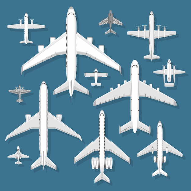 Airplane top view  illustration.