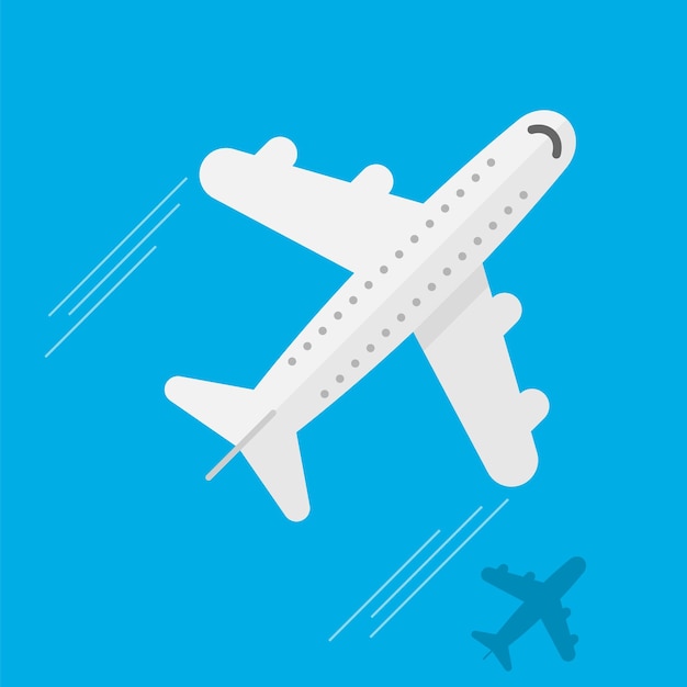Airplane top view isolated on white background Vector illustration