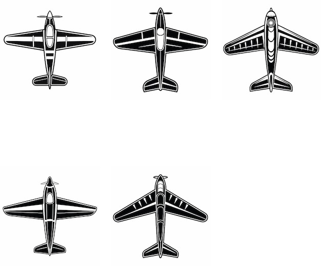 airplane top view set