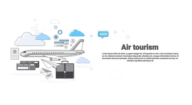 airplane transportation air tourism web banner vector illustration