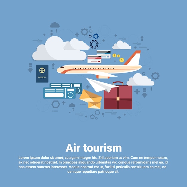 airplane transportation air tourism web banner 