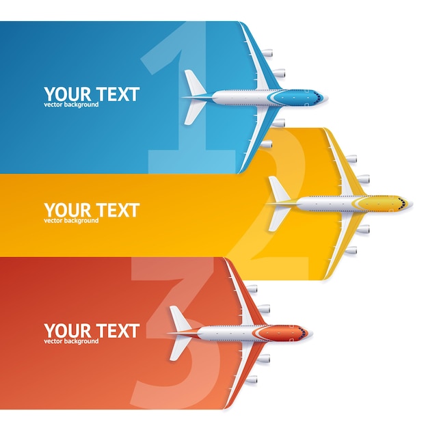 Vector airplane travel concept option banner