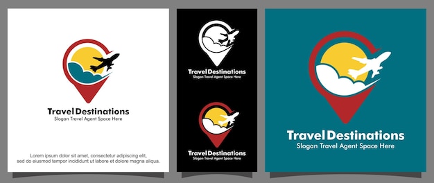 Vector airplane traveling to destination logo template