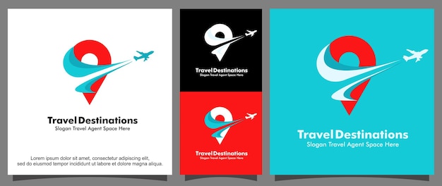 Vector airplane traveling to destination logo template