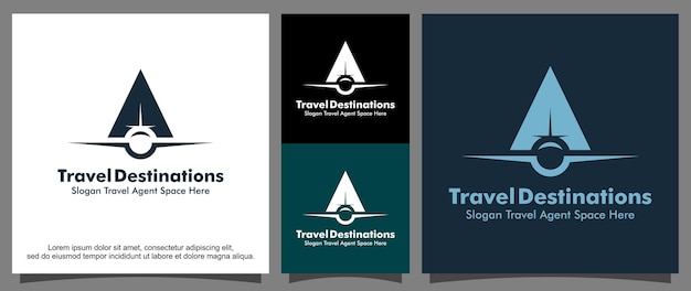 Airplane traveling to destination logo template