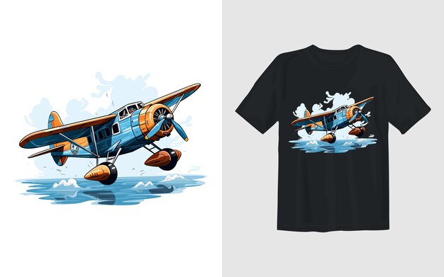 Airplane vector cartoon illustration airplane t shirt design