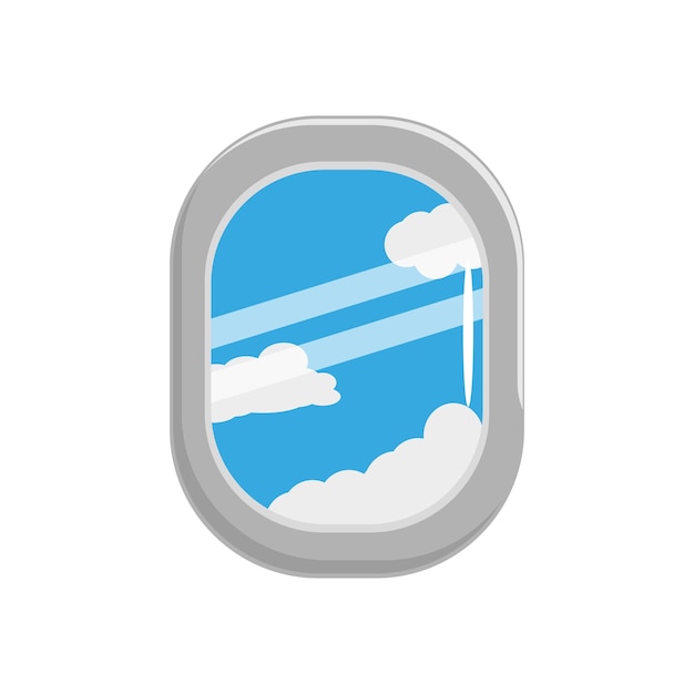 Vector airplane window with blue sky view