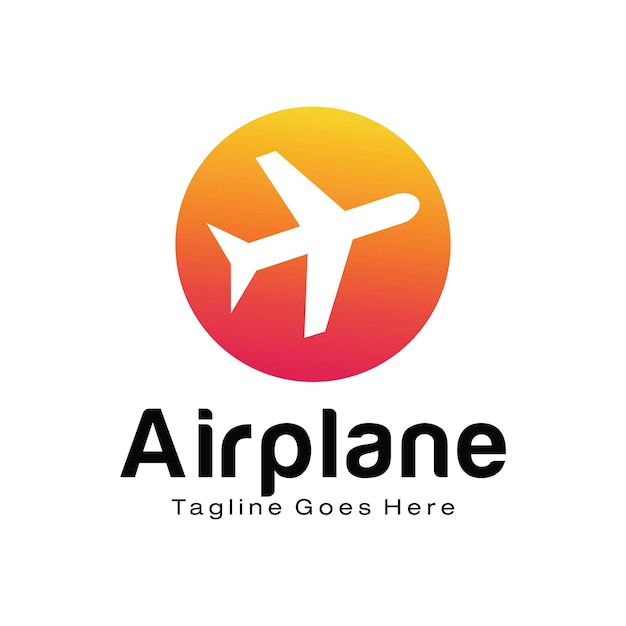 Airplane with circle logo design template