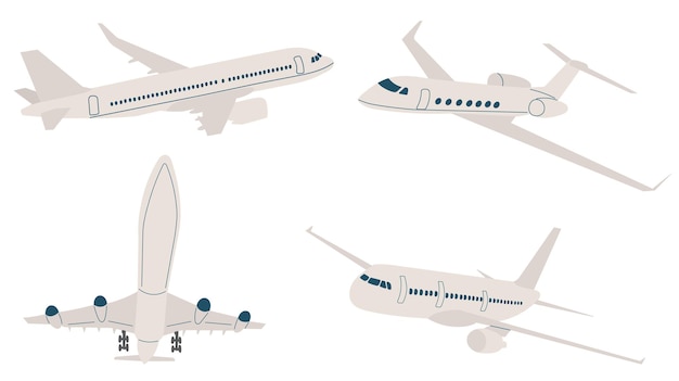 airplanes flying in flat style vector