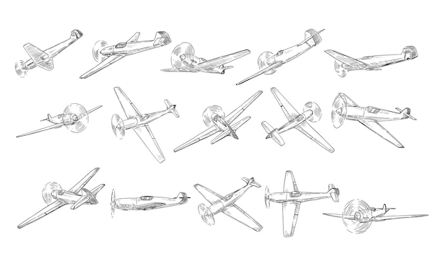 Vector airplanes handdrawn collection