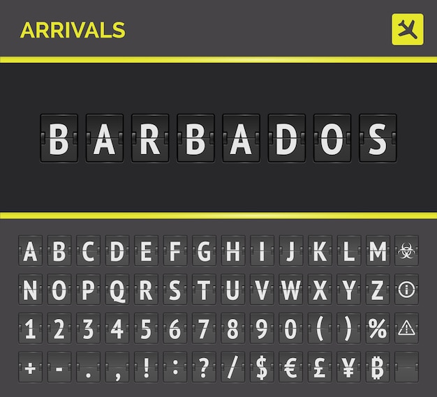 Airport board flip departure destination analog font