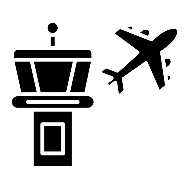 Airport Building Glyph Solid Black Illustration