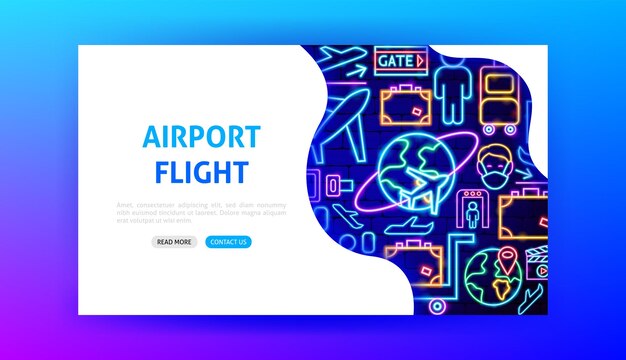 Airport Flight Neon Landing Page