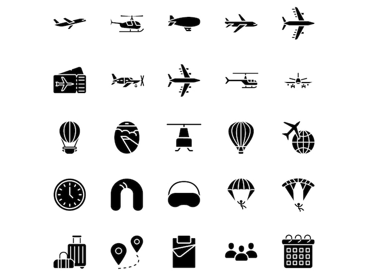 Vector airport glyph vector icons