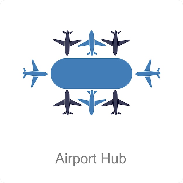 Airport Hub and flight icon concept