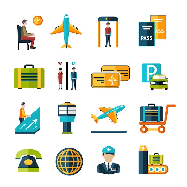 Vector airport icons collection