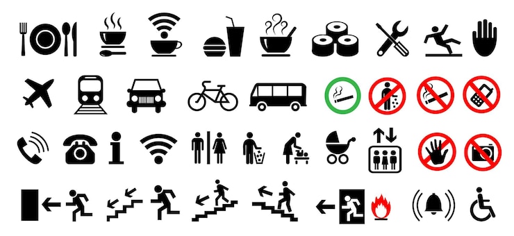 空港情報アイコンパック ベクトルイラスト
