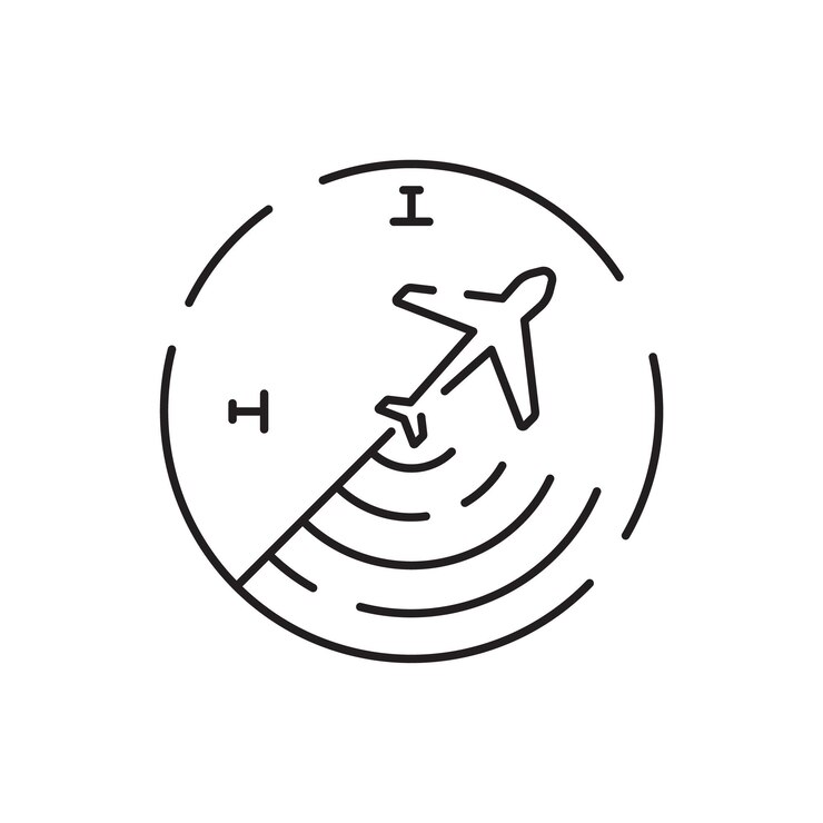 Vector airport line icon vector summer travel and transport airplane flight