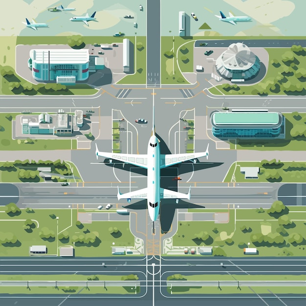 Вектор airport_passenger_terminal_top_view