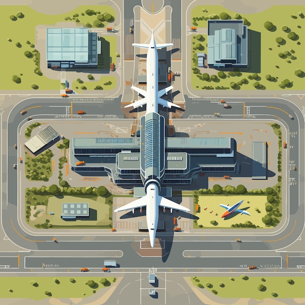 Вектор airport_passenger_terminal_top_view