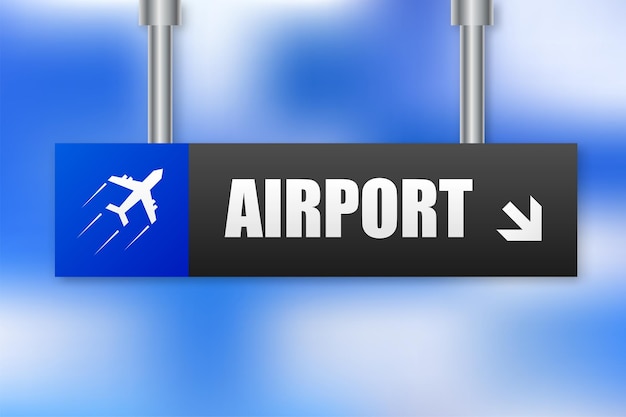 Vector airport sign departures arrivals terminal sign vector illustration