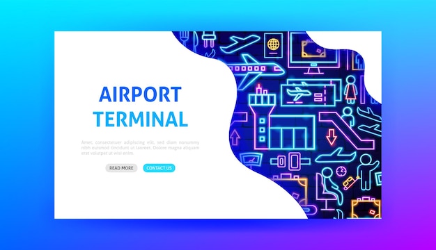 Airport Terminal Neon Landing Page