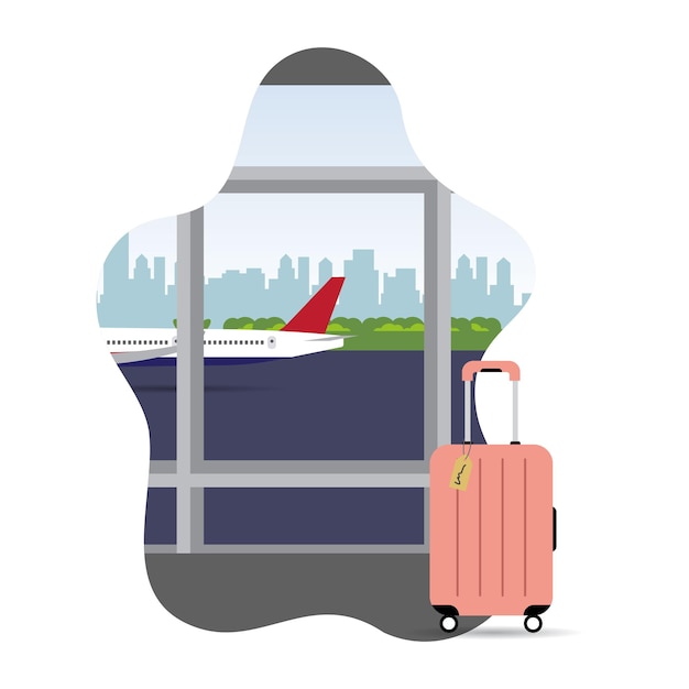 Terminal dell'aeroporto con concetto di viaggio bagagli
