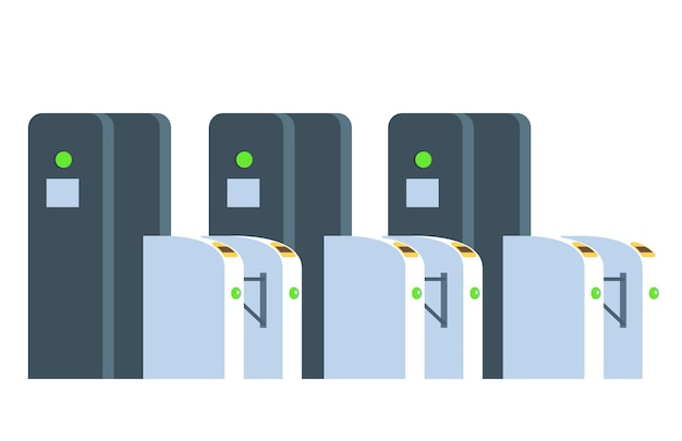 Vector airport train station gate access security electronic machine control concept