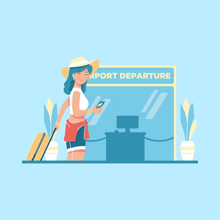 Vector 空港旅行の概念図