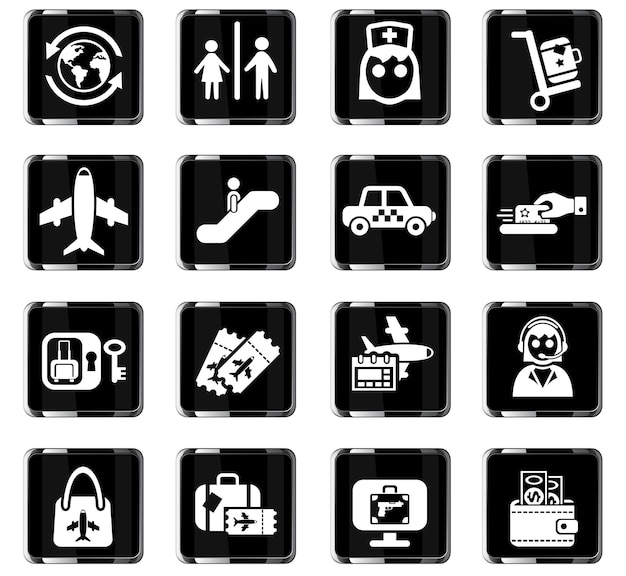 Airport web icons for user interface design