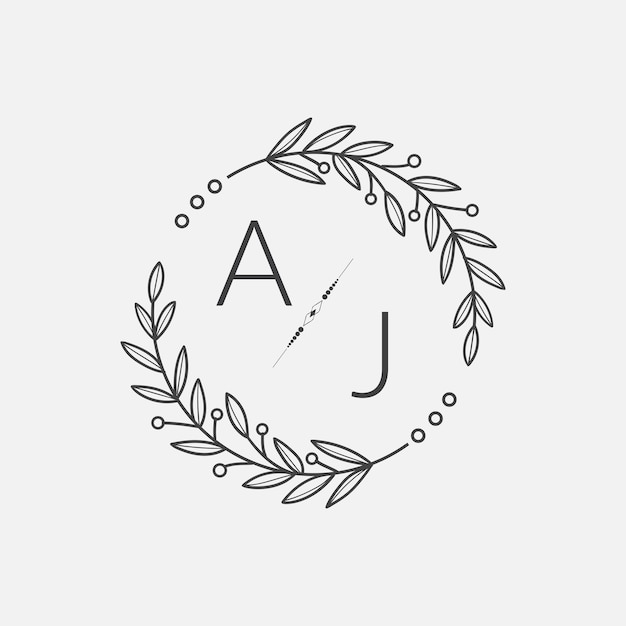 AJ initiële monogram bruiloft met creatieve cirkellijn