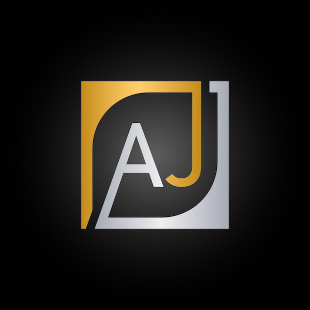 AJ Logo Design Template Vector With Square Background