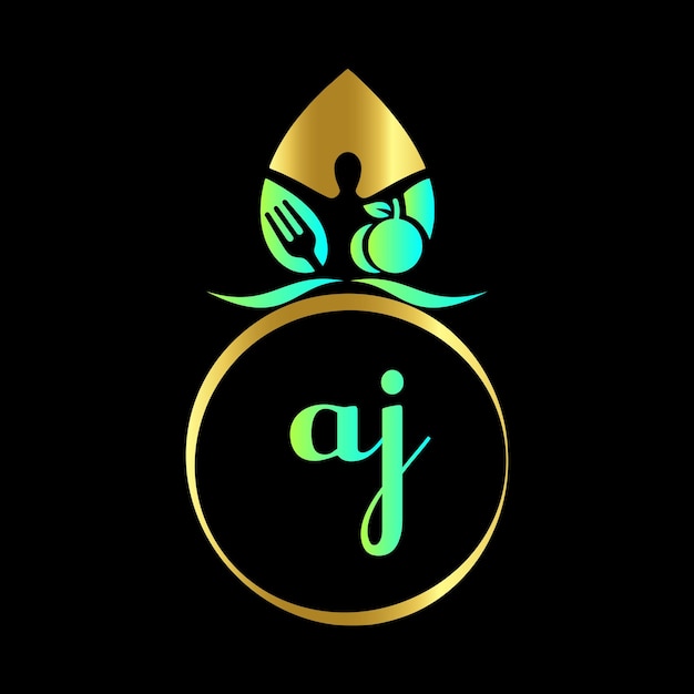 AJ Monogram design Абстрактный изолированный ресторан, еда, фитнес-векторный шаблон