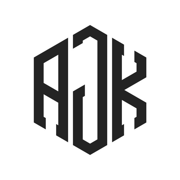 AJKのロゴデザインイニシャルレターAJKのモノグラムヘクサゴンの形を用いたロゴ