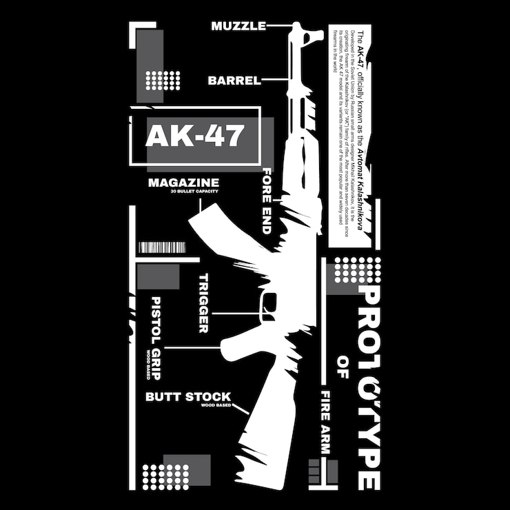Vector ak-47 fire arm weapon t-shirt design vector illustration