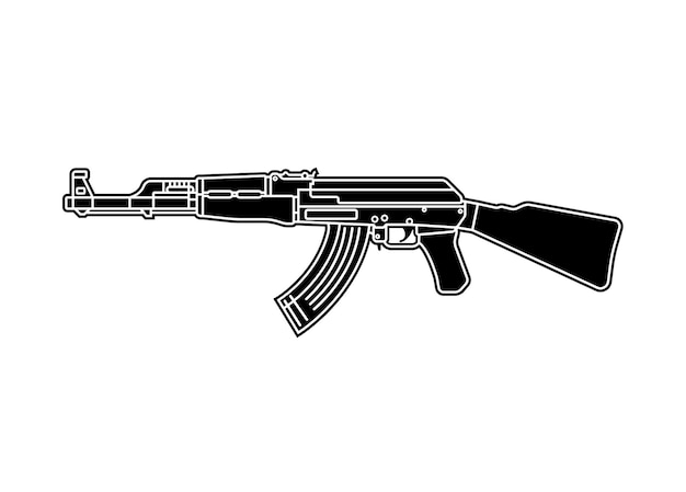 Fucile ak 47 illustrazione vettoriale. icona o segno del fucile