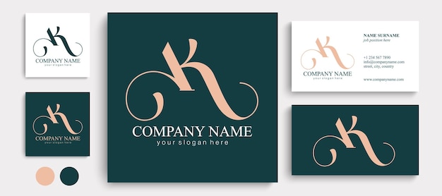 AK brief monogram Elegant luxe logo Kalligrafische stijl Huisstijl en persoonlijk logo Vector design Luxe lineair creatief monogram