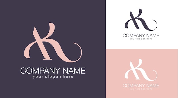 Ak brief monogram elegant luxe logo kalligrafische stijl huisstijl en persoonlijk logo vector design luxe lineair creatief monogram
