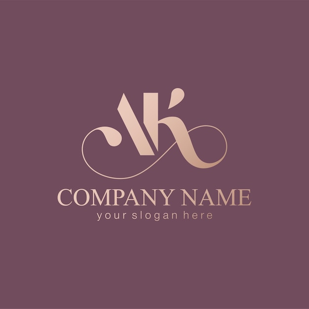 AK brief monogram Elegant luxe logo Kalligrafische stijl Huisstijl en persoonlijk logo Vector design Luxe lineair creatief monogram