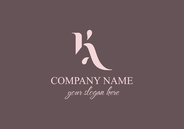 AK K letter monogram Elegant luxury KA logo Calligraphic style Vector design Luxurious linear creative monogram