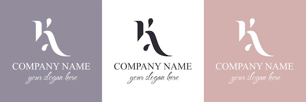 Vector ak k letter monogram elegant luxury ka logo calligraphic style vector design luxurious linear creative monogram