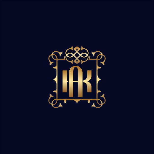 AK or KA gold ornate royal luxury logo