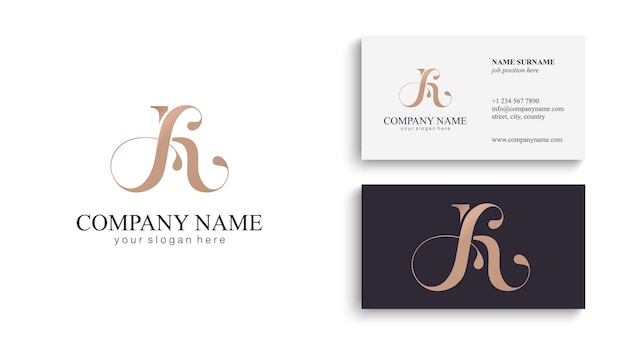 AK letter monogram Elegant luxury KA logo Calligraphic style Corporate identity and personal logo Vector design