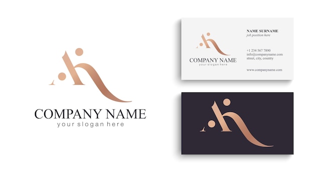 AK letter monogram Elegant luxury KA logo Calligraphic style Vector design Luxurious linear creative monogram