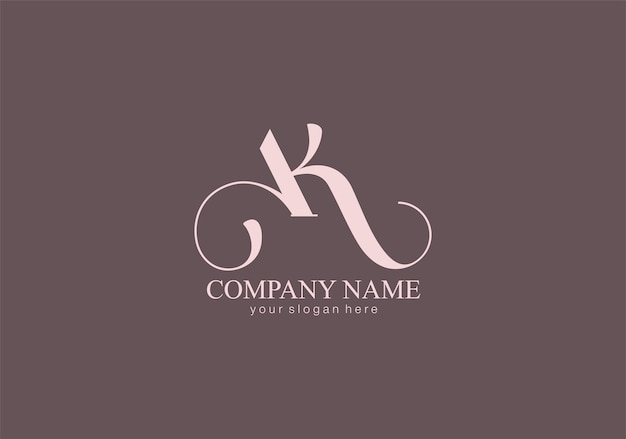 AK letter monogram Elegant luxury logo Calligraphic style Corporate identity and personal logo Vector design Luxurious linear creative monogram