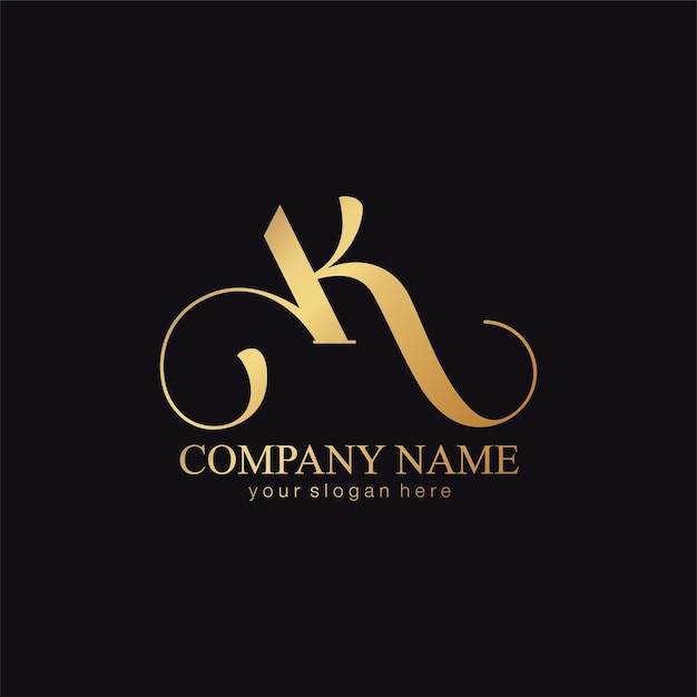 AK letter monogram Elegant luxury logo Calligraphic style Corporate identity and personal logo Vector design Luxurious linear creative monogram