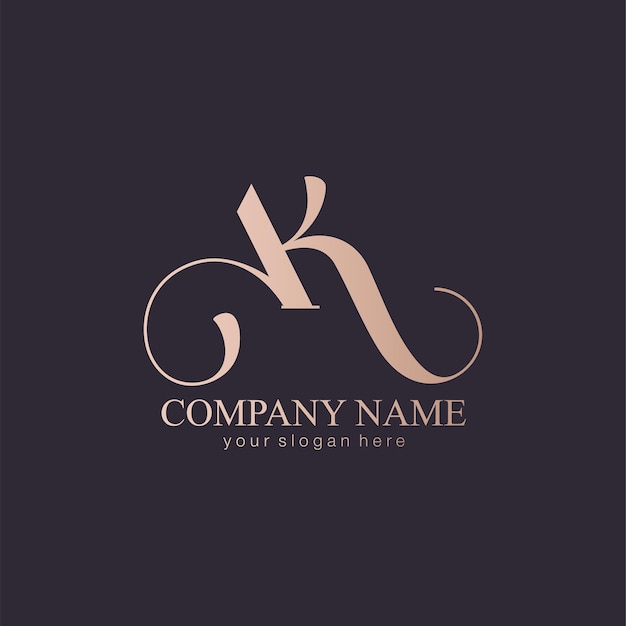 AK letter monogram Elegant luxury logo Calligraphic style Corporate identity and personal logo Vector design Luxurious linear creative monogram